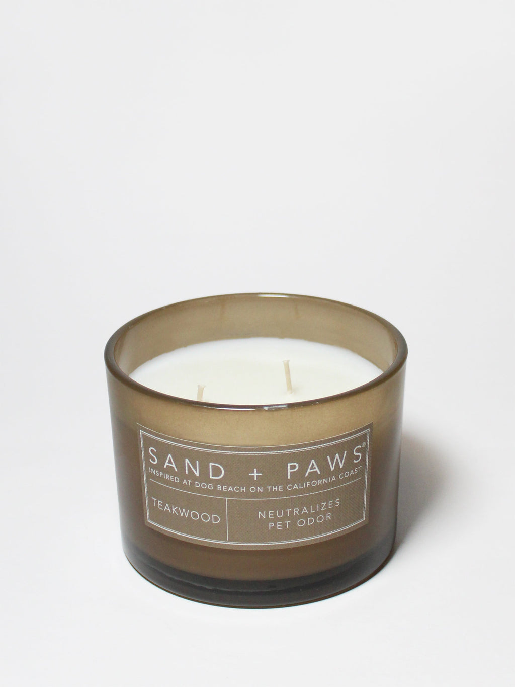 Cozy Sand + Paws Teakwood 12 oz scented candle