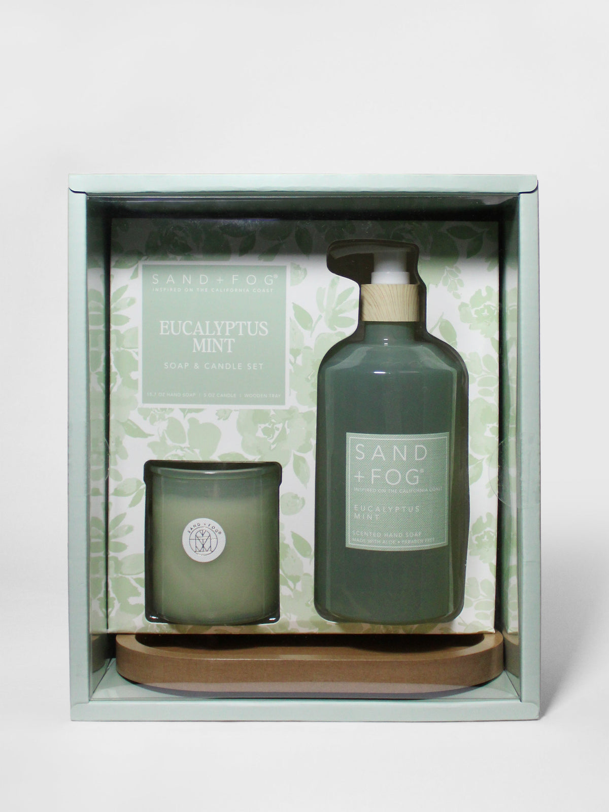 Decorative Eucalyptus Mint Hand Soap & Candle Set